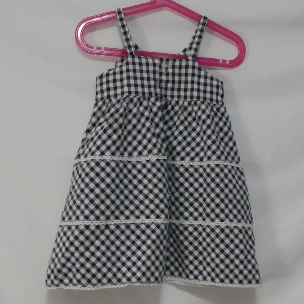 GIRANDOLA 24 months Made In Portugal Blue and White Checkered Summer Dress - Picture 2 of 16